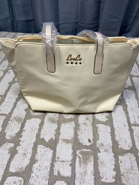 NEW LouLu Cream Tote Bag Gold Hardware Accent Shoulder Purse NWT
